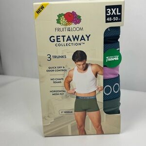 Fruit of the Loom Men's Getaway Collection Trunks Green, Blue, Pink NWT size 3XL